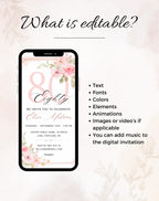 80th Birthday Invitation Pink Floral Elegant Invitation