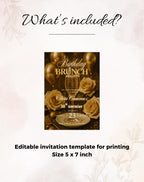 Birthday Champagne Brunch Gold/Black Neon Invitation