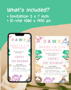 Dinosaur Pastel Birthday Invitation
