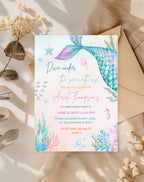 Pastel Mermaid Tail Birthday Invitation