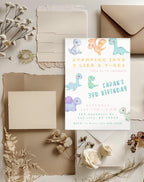 Pastel Dinosaur Birthday Invitation