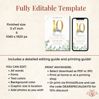 10th Anniversary Invitation Gold With Green Eucalyptus