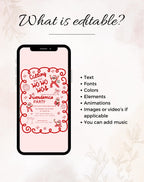 Christmas Pink/Red Retro Friendsmas Party Invitation (E-vite)