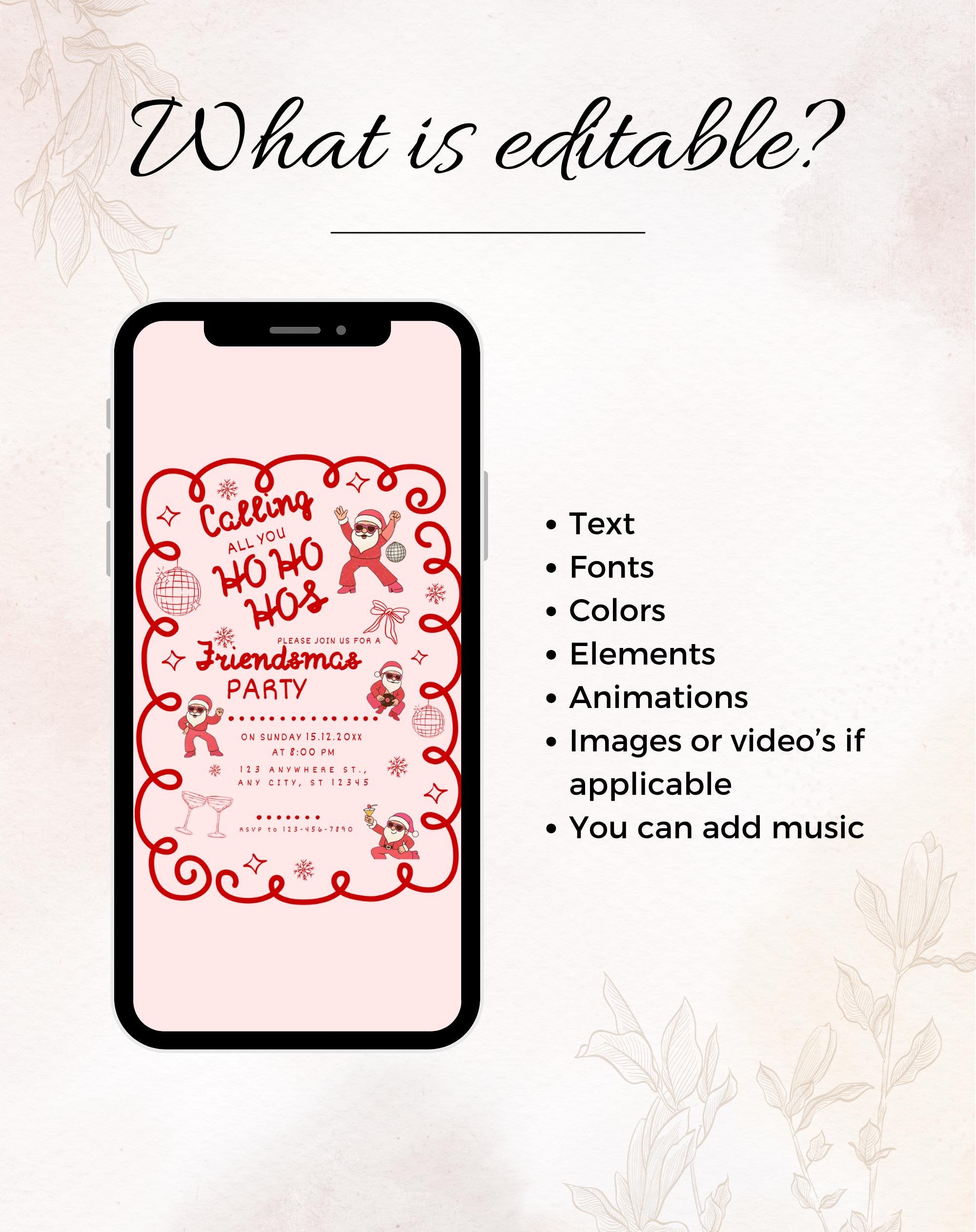 Christmas Pink/Red Retro Friendsmas Party Invitation (E-vite)