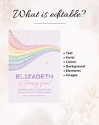 Rainbow Pastel Glitter Birthday Invitation