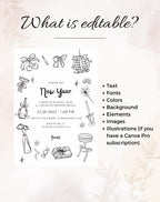 Black & White New Year’s Eve Invitation