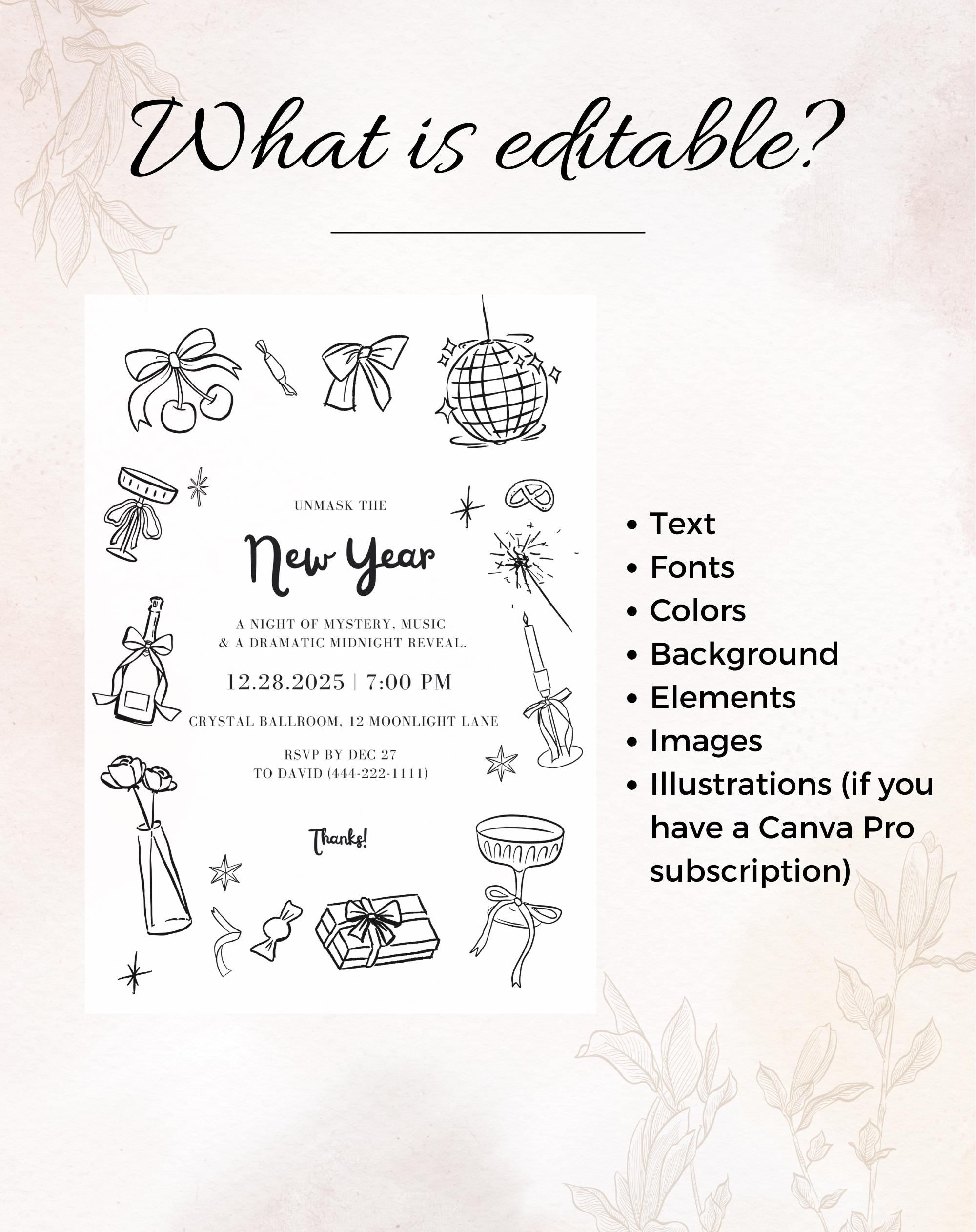 Black & White New Year’s Eve Invitation