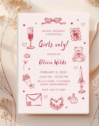 Pink Galentine Party Girls Night Invitation