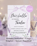 Lavender Bow Birthday Party Invitation