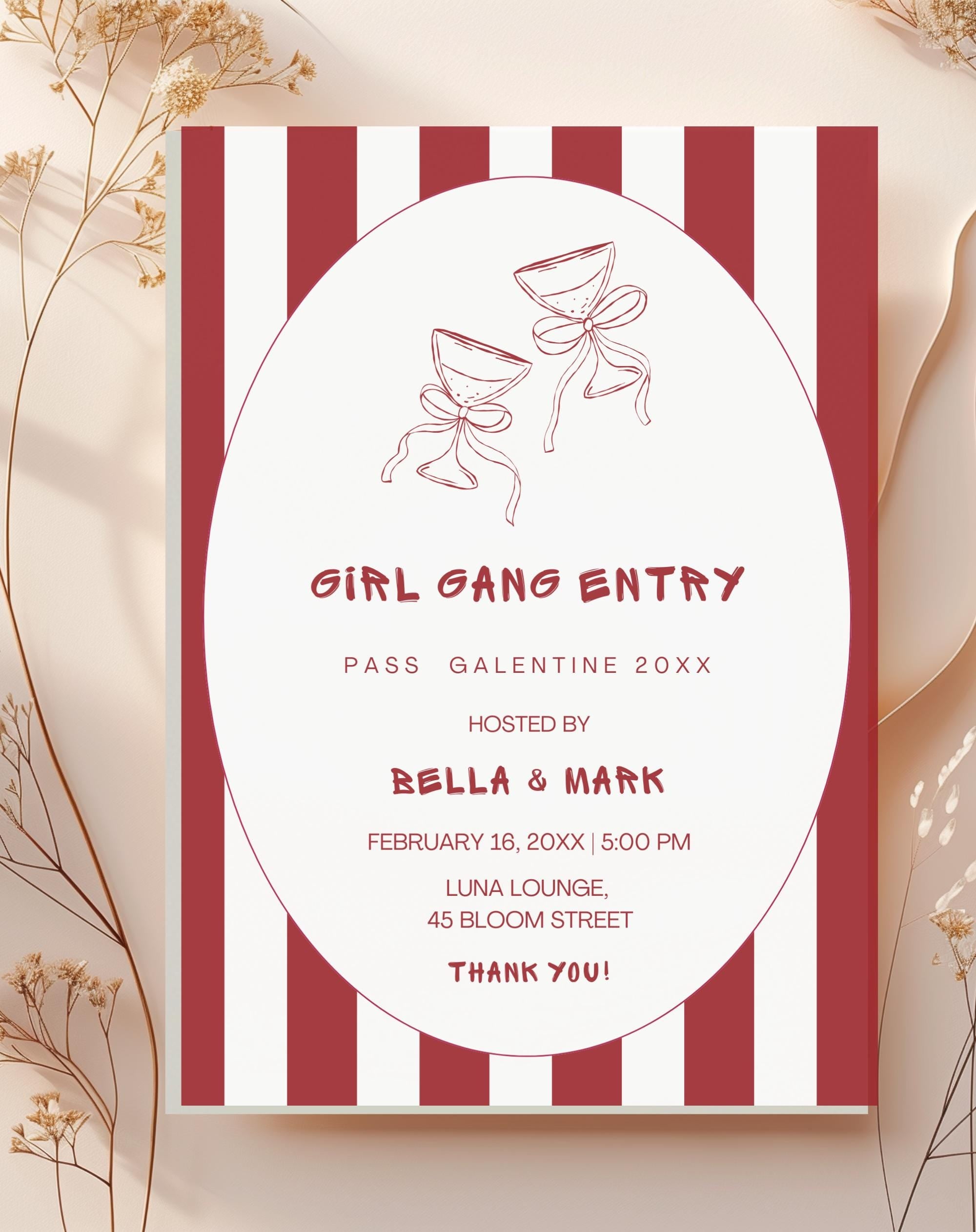 Galentine Girl Gang Entry Valentine Party Invitation