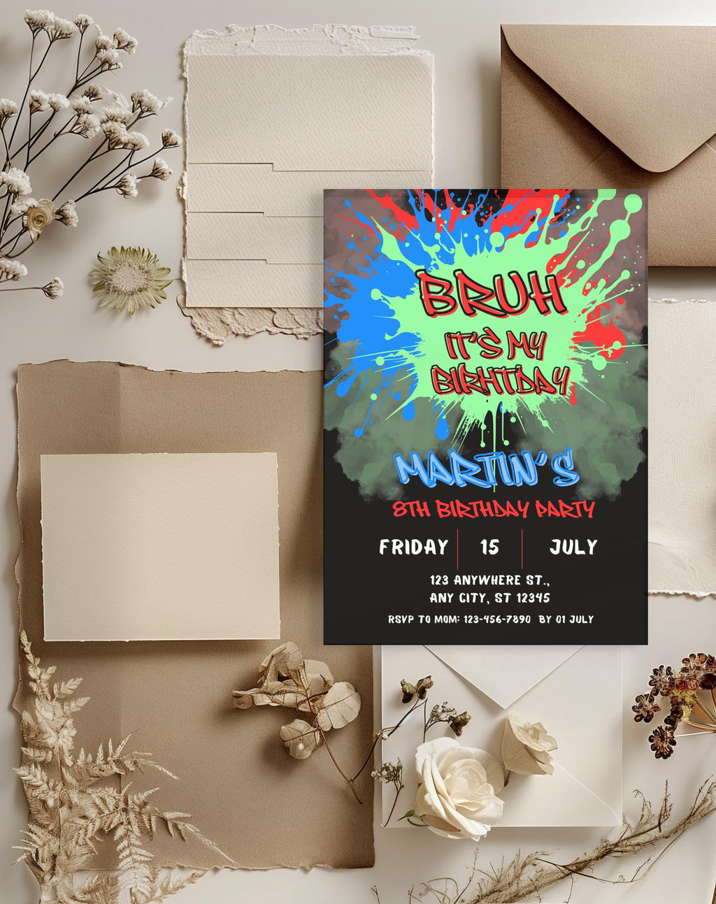 13th Birthday Bold Splash Invitation