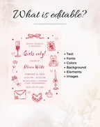 Pink Galentine Party Girls Night Invitation