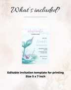 Watercolor Mermaid Underwater Birthday Invitation