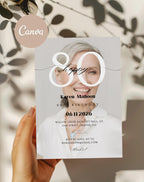 80th Birthday Modern Photo Invitation