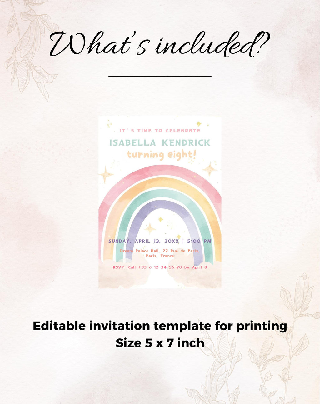 Rainbow Soft Pastel  Birthday Invitation