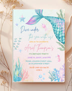 Pastel Mermaid Tail Birthday Invitation