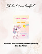Unicorn Multicolor Birthday Invitation