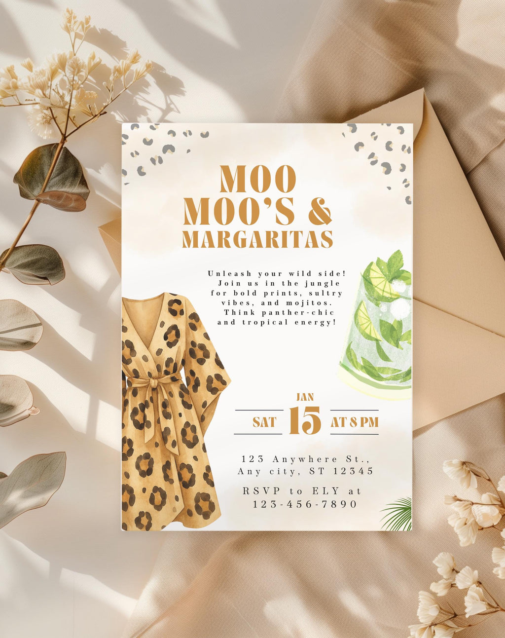 Leopard Print Girls Night Birthday Invitation