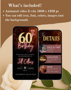 60th Birthday Black/Gold Invitation (E-vite)
