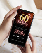 60th Birthday Black/Gold Invitation (E-vite)