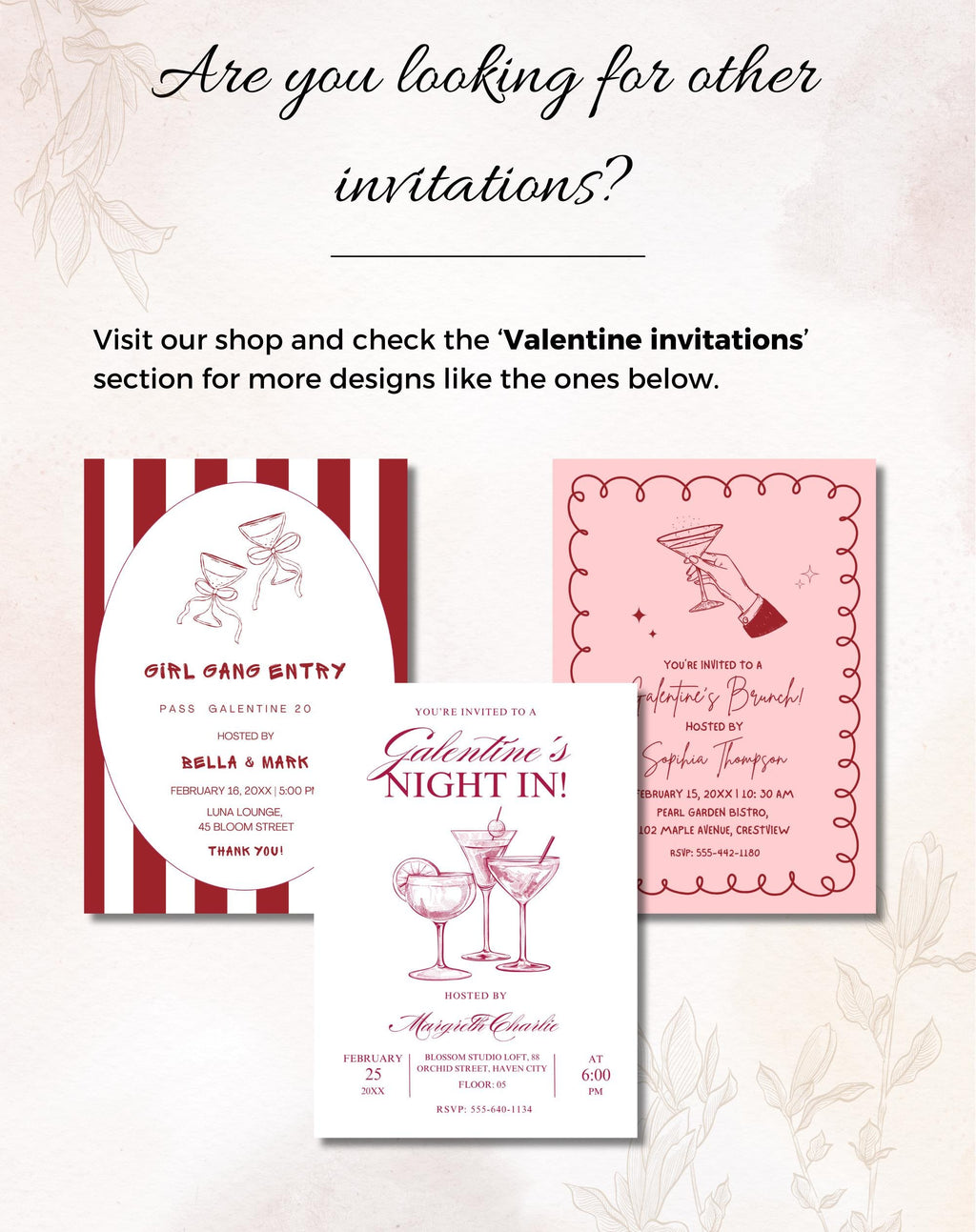 Pink Galentine Party Girls Night Invitation