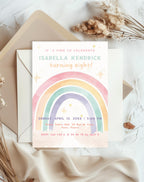 Rainbow Soft Pastel  Birthday Invitation