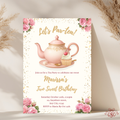 2nd Pink Floral Tea Party Birthday Invitation - main design preview