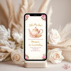 2nd Pink Floral Tea Party Birthday Invitation - printable invite design detail