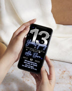 13th Birthday Silver Blue Invitation (E-vite)