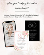 80th Pink Gold Floral Elegant Birthday Invitation