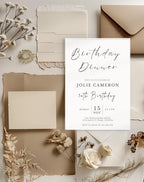 Minimalist Black and White Birthday Dinner Invitation