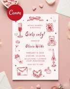 Pink Galentine Party Girls Night Invitation