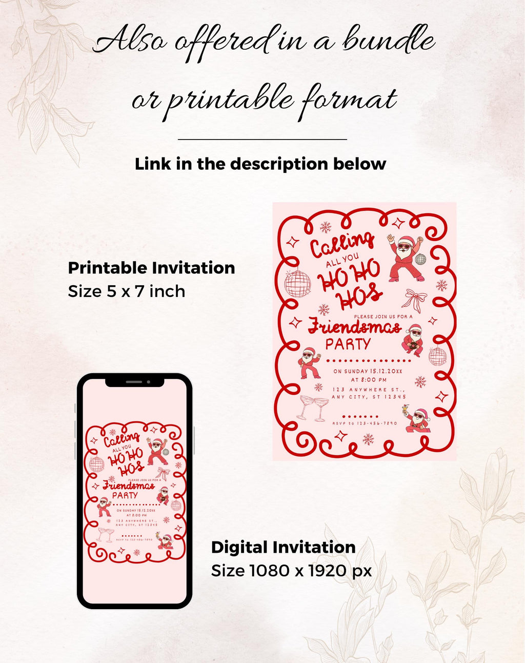 Christmas Pink/Red Retro Friendsmas Party Invitation (E-vite)