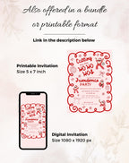 Christmas Pink/Red Retro Friendsmas Party Invitation (E-vite)
