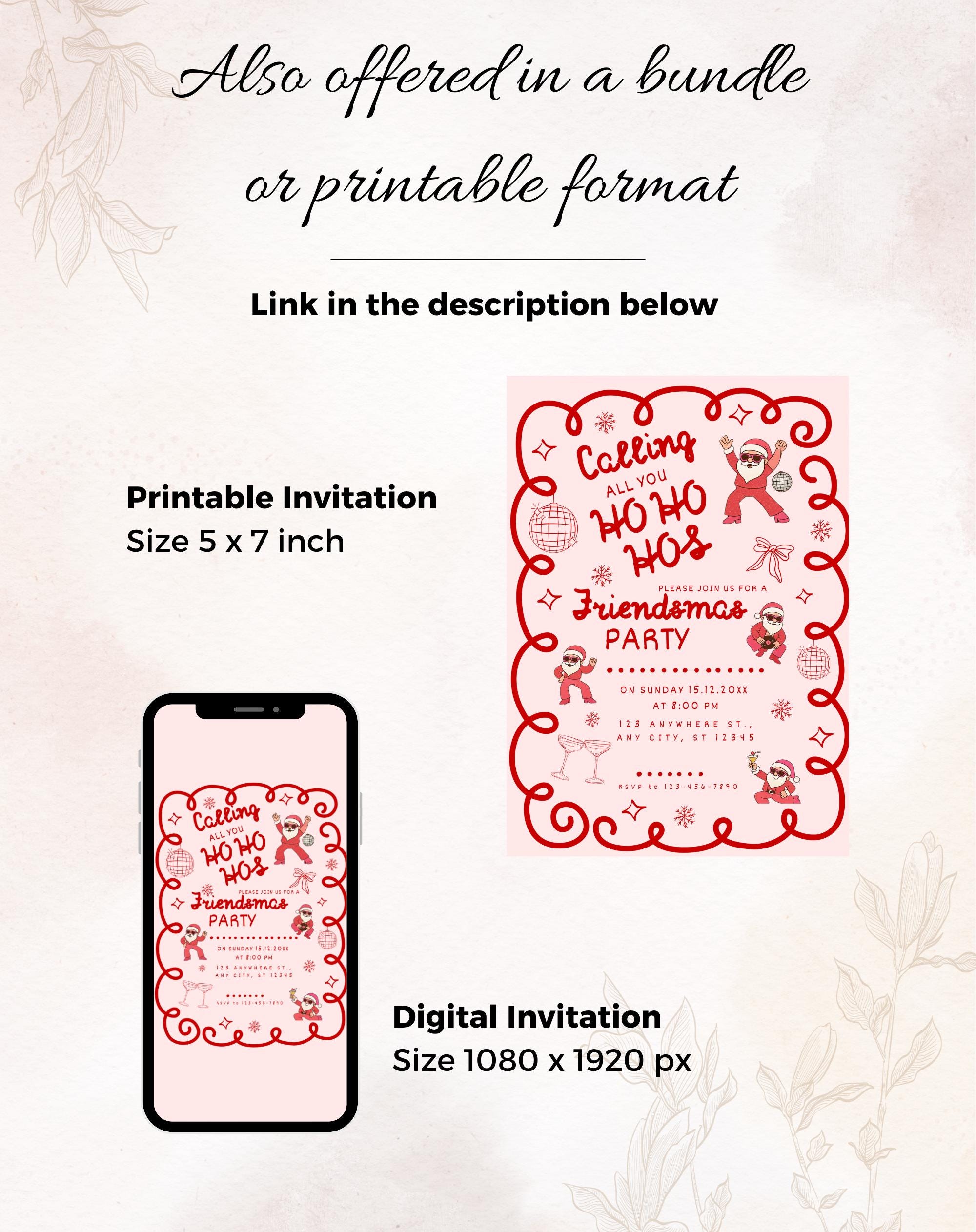Christmas Pink/Red Retro Friendsmas Party Invitation (E-vite)