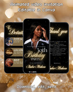 30th Gold/Black Neon Birthday Invitation (E-vite)