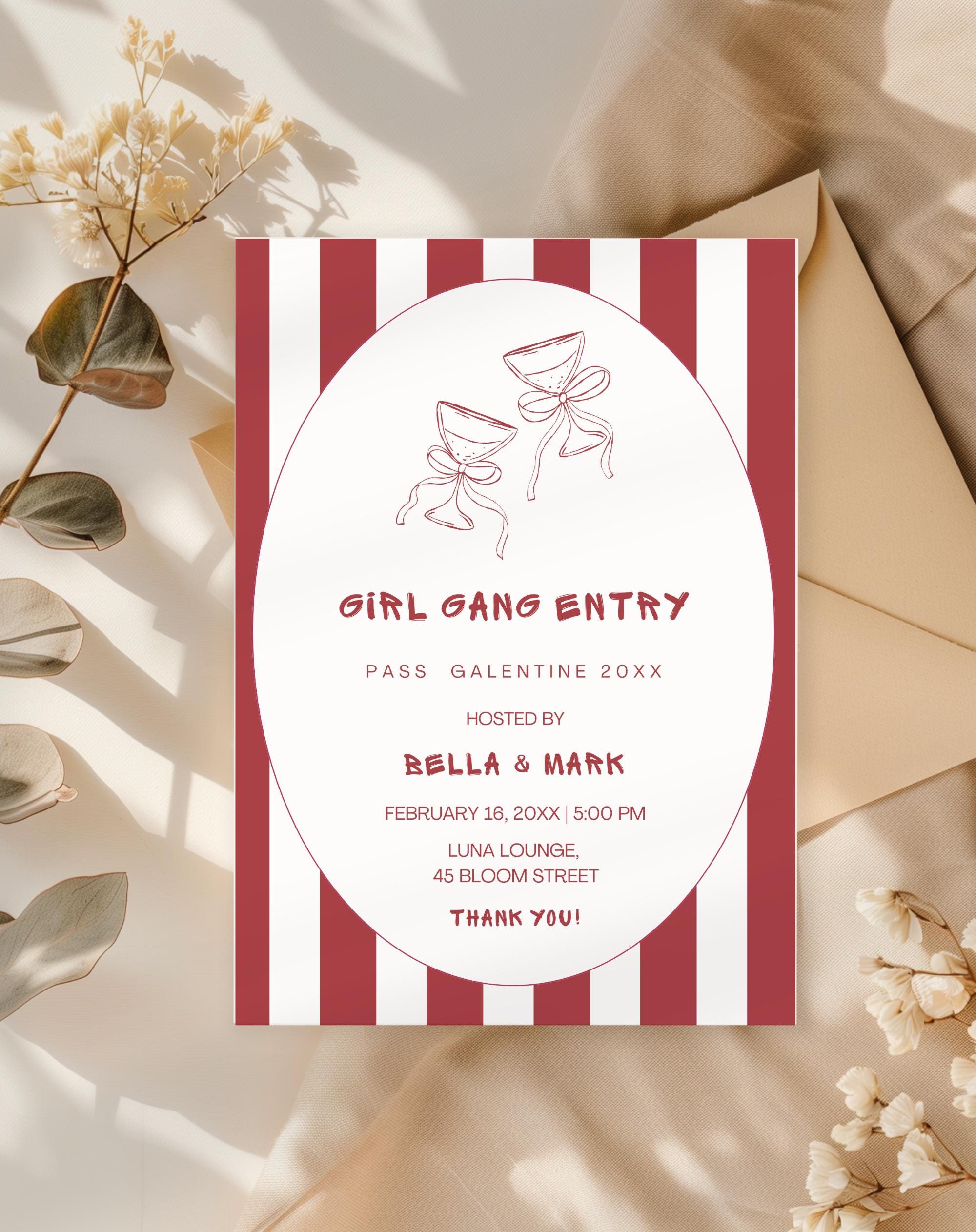 Galentine Girl Gang Entry Valentine Party Invitation