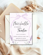 Lavender Bow Birthday Party Invitation