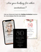 80th Birthday Invitation Pink Floral Elegant Invitation
