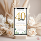 40th Anniversary Invitation Gold Eucalyptus Green