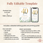 40th Anniversary Invitation Gold Eucalyptus Green
