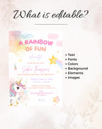 Unicorn Rainbow Birthday Invitation