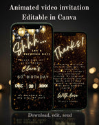 60th Black/Gold Surprise Birthday Invitation