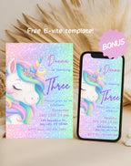 Unicorn Pastel Sparkle Birthday Invitation