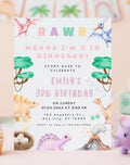Dinosaur Pastel Birthday Invitation