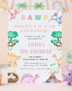 Dinosaur Pastel Birthday Invitation