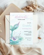 Watercolor Mermaid Underwater Birthday Invitation