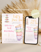 Tea Cups Tea Party Birthday Invitation
