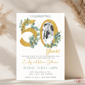 50th Anniversary Invitation Gold Green Photo Design - main design preview