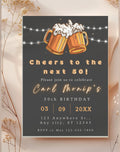 50th Birthday Invitation Cheers and Beers to the Next 50 Beer Party Template Editable in Canva - main design preview